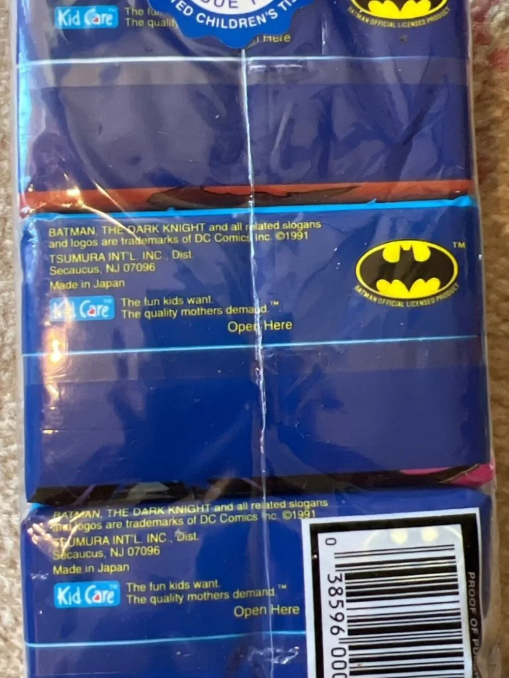 Batman printed pocket tissues 6 packs Sealed Vintage